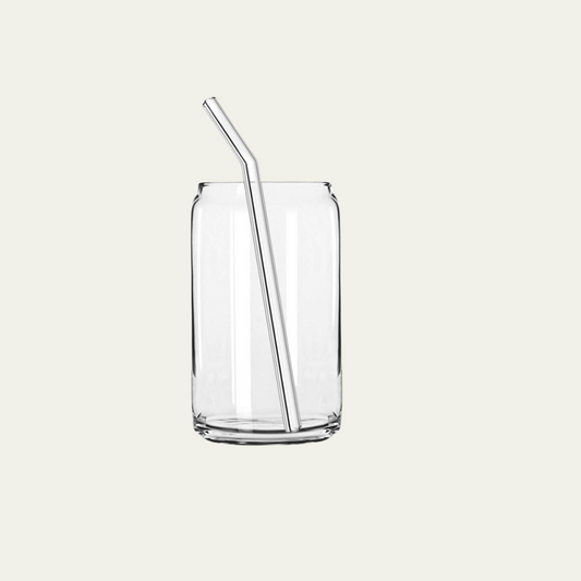 Classic Can Glass Cup with Straw